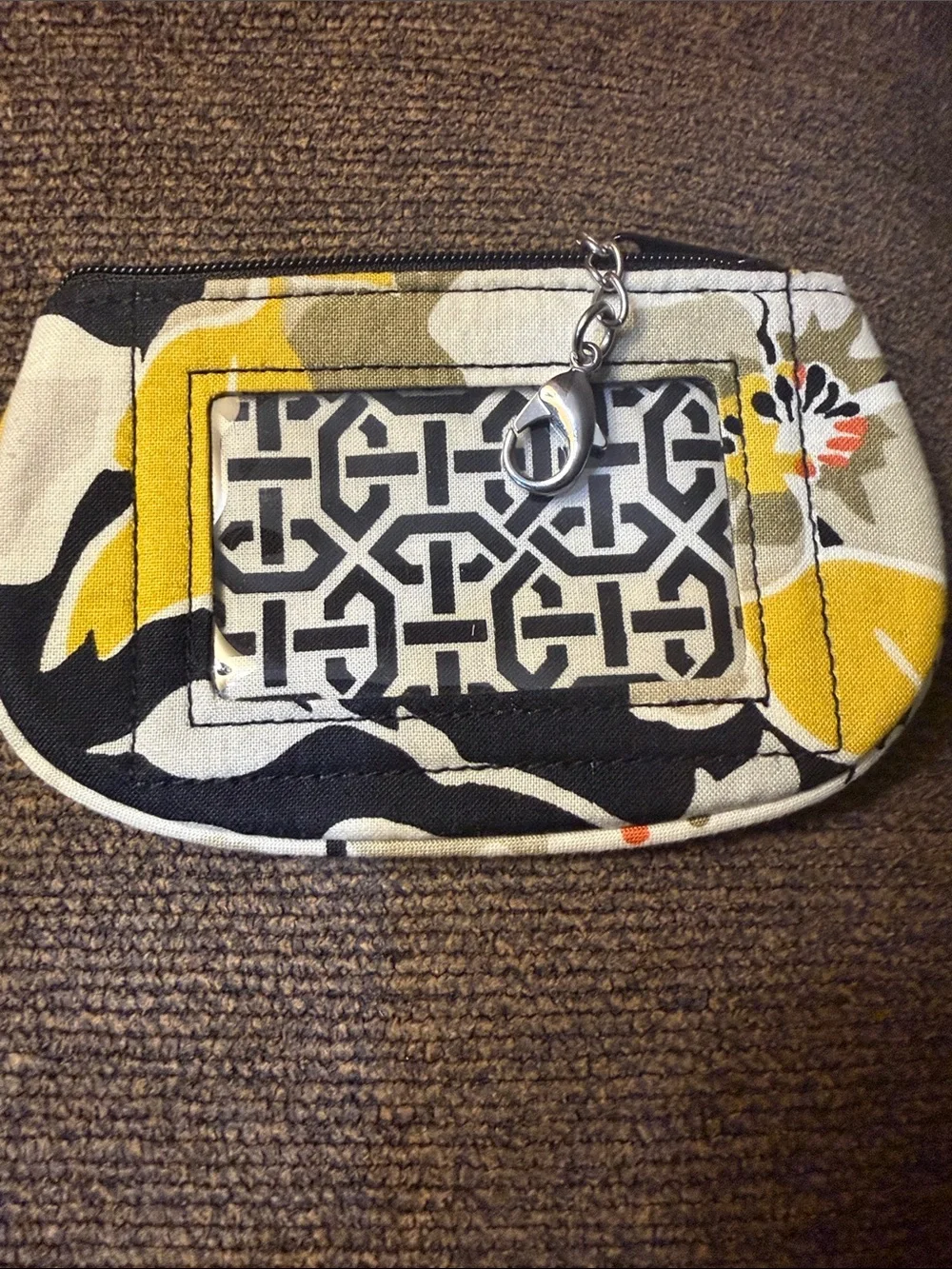 Vera Bradley “Dogwood” Clip Zip ID Wallet with clear ID Window